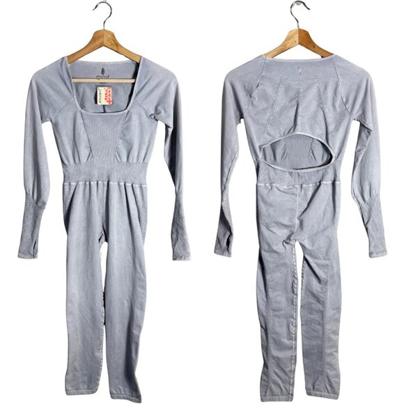 FP Movement Free People Good Karma Long Sleeve Jumpsuit Women's M/L Ice Gray NWT - Picture 3 of 16